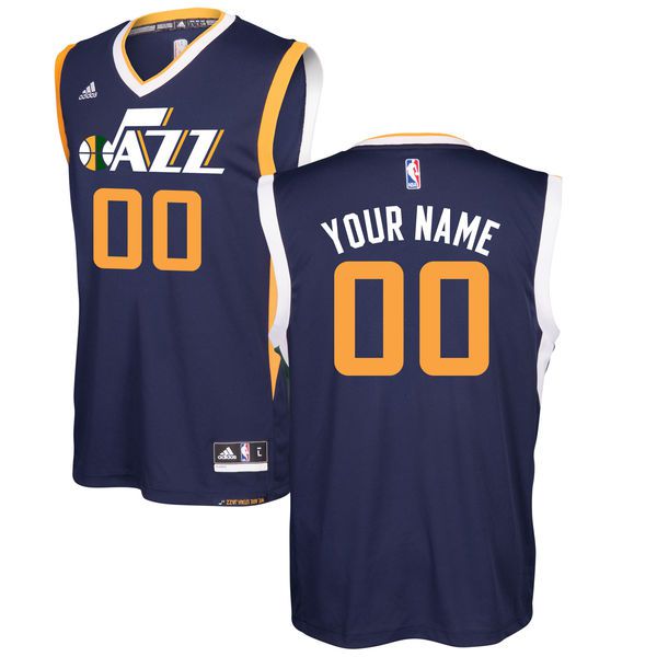 Men Utah Jazz Adidas Navy Away Replica Custom NBA Jersey
